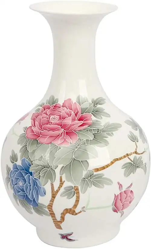 exqelf 中国陶瓷,半透明花瓶,蓝白瓷花瓶,jingdezhen 手工瓷器装饰