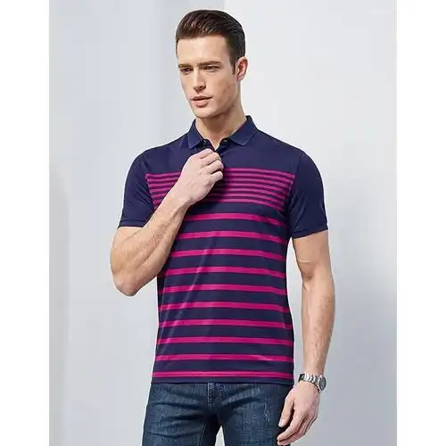 【双丝光棉】九牧王男装2017夏季新品男士t恤修身翻领商务休闲短袖t恤