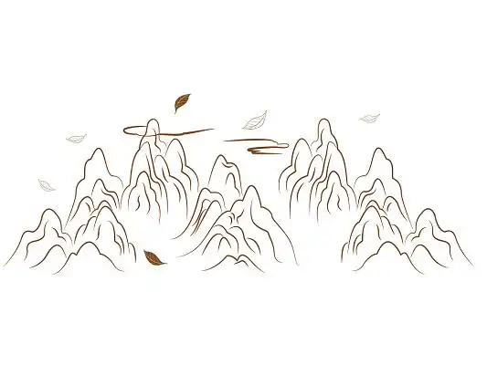 棕色山脉山峰手绘山png素材线条元素