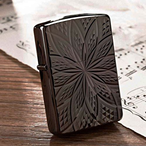 zippo之宝煤油打火机盔甲加厚黑冰盛世繁花bloom银枪花男士礼品送男友