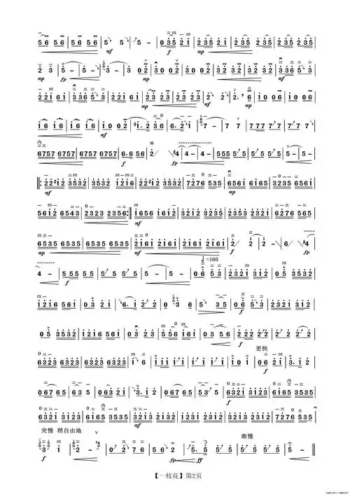 简谱:一枝花(二胡)