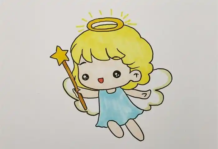 漂亮的精灵女孩简笔画 小精灵身上简笔画-小天使白衣天使儿童简笔画
