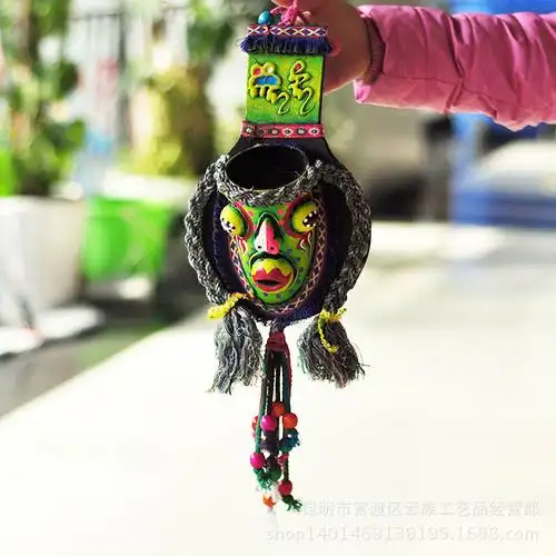 云南民族风 东巴文化 吞口 挂件 脸谱 图腾 抽象面具笔筒
