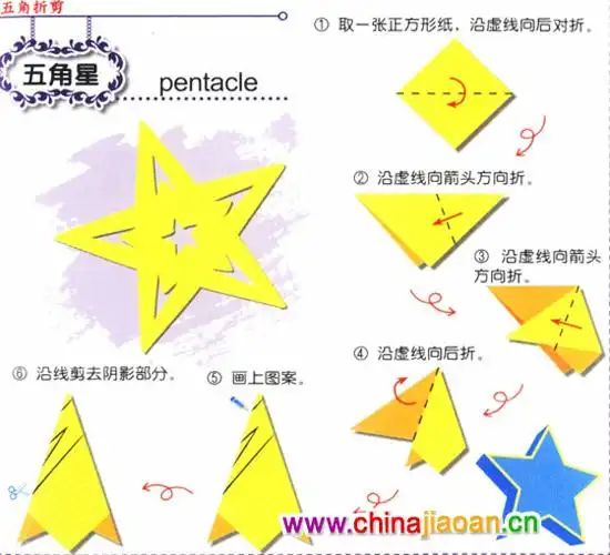 剪纸图案五角星pentacle立体折剪