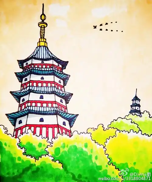 雷峰塔简笔画