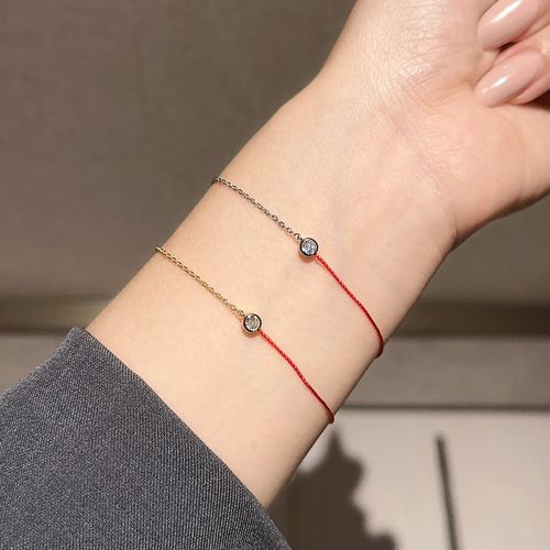 redline法国月老巴黎小圆钻红绳手链转运本命年金晨同款情侣手绳