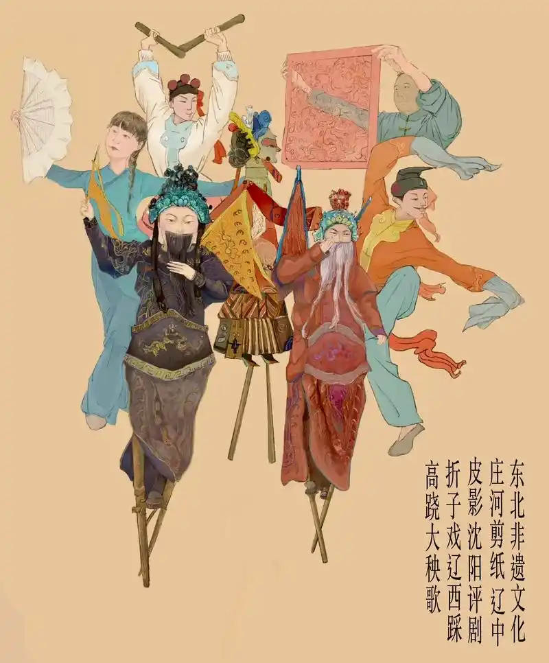 画的一幅有关东北非遗文化传承题材的插画#插画分 - 抖音