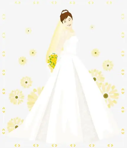 卡通手绘婚纱头纱