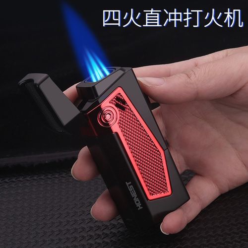 honest百诚雪茄打火机防风四直冲蓝火充气打火机个性多功能配钻烟拖