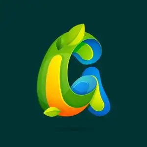 字母 a 与绿色叶子生态标志照片