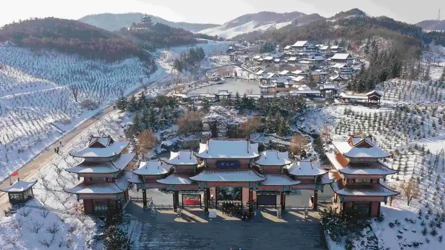 华夏城银装素裹,还有汉服小姐姐出没_古风_瑞雪_白雪