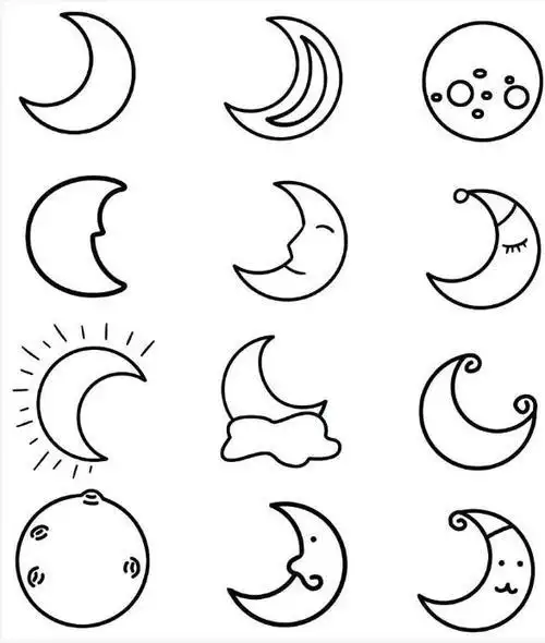 月亮简笔画图片大全月亮怎么画才好看中秋月亮的画法简笔画图片星星