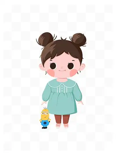 可爱儿童 i>小 /i>朋友女孩生手绘插画 i>图 /i>全身头像