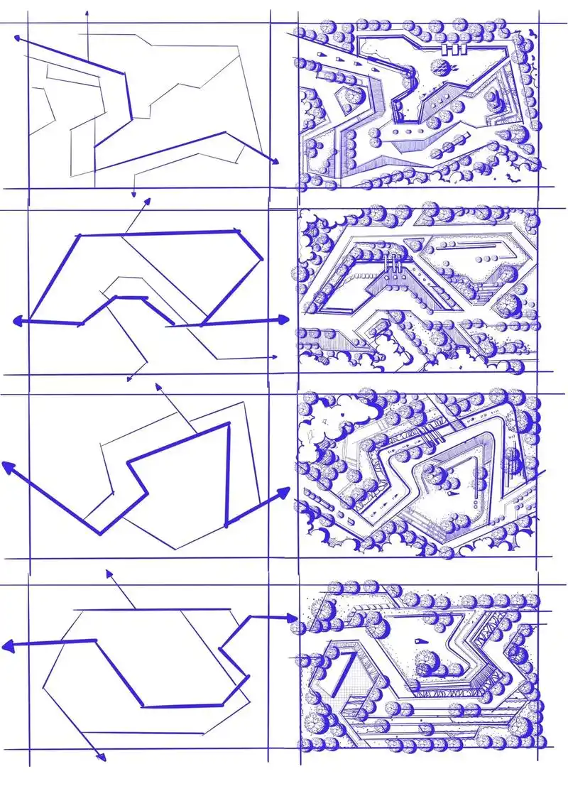 景观手绘平面图—折线构图.#手绘 #景观手绘 #景观设计 # - 抖音