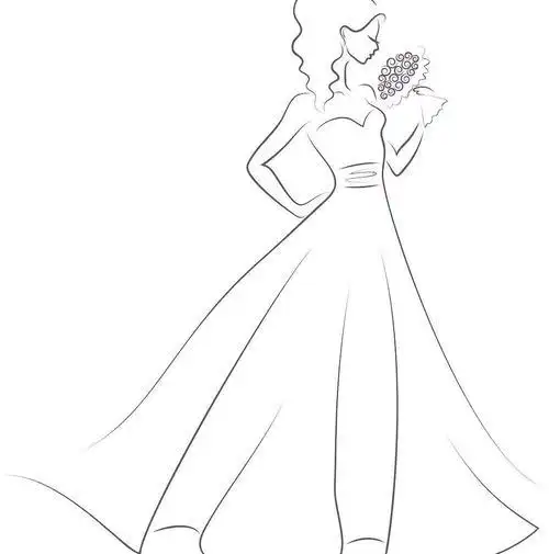 手绘简笔画新娘