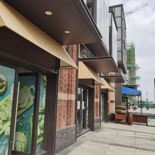 定制商业街面梯形装饰蓬法式固定遮阳雨棚酒店咖啡厅广告棚收缩篷