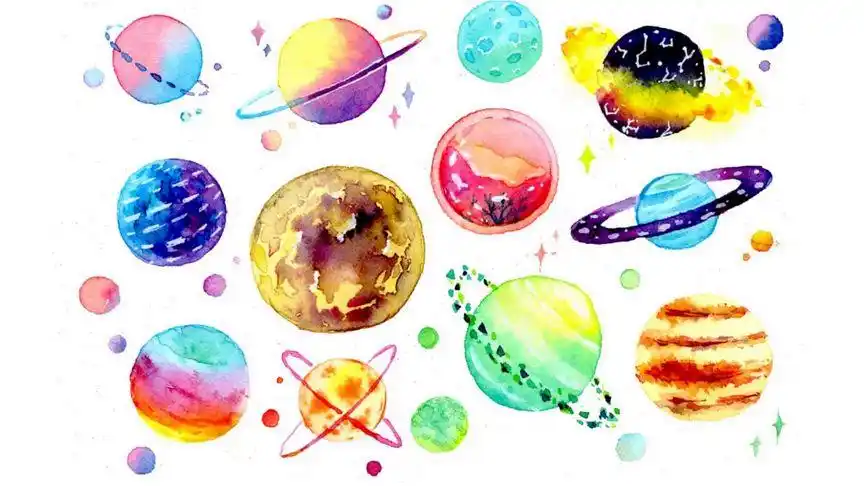 教你用三个颜色颜色画一页小星球