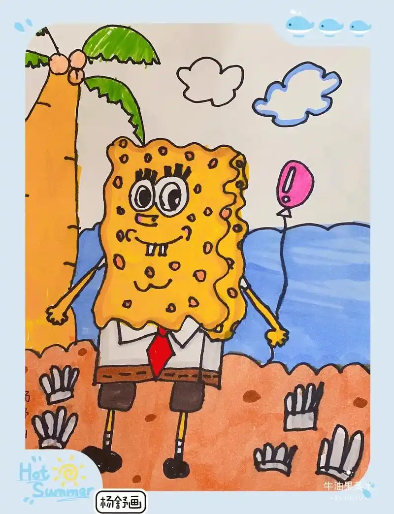 5岁小朋友作品.你们画的是海绵宝宝,我眼里的你们是骄傲##海 - 抖音