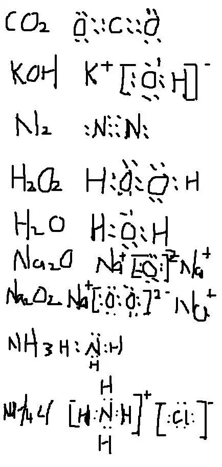 式的电子式 co2 koh n2 h2o2 h2o na2o na2o2 nh3 nh4cl 氢氧根离子