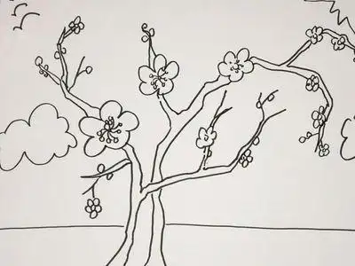 梅花树简笔画步骤图解