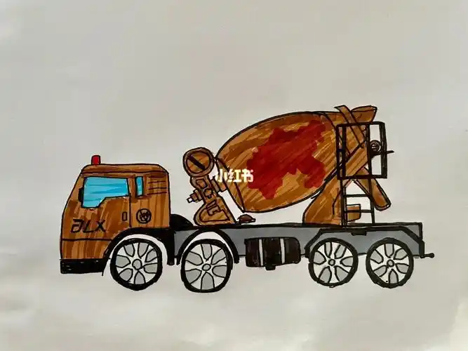 搅拌车儿童简笔画工程车