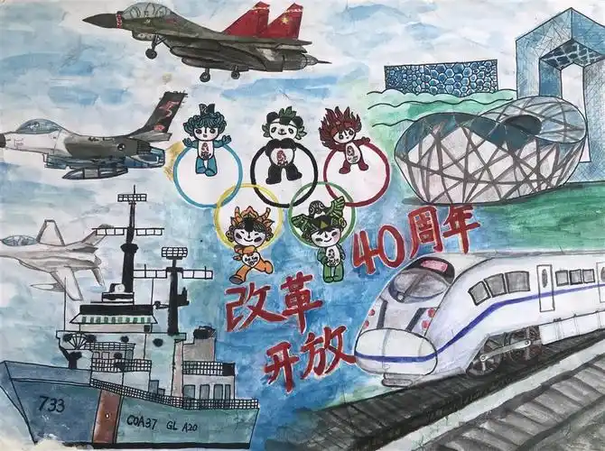 改革开放40周年主题绘画