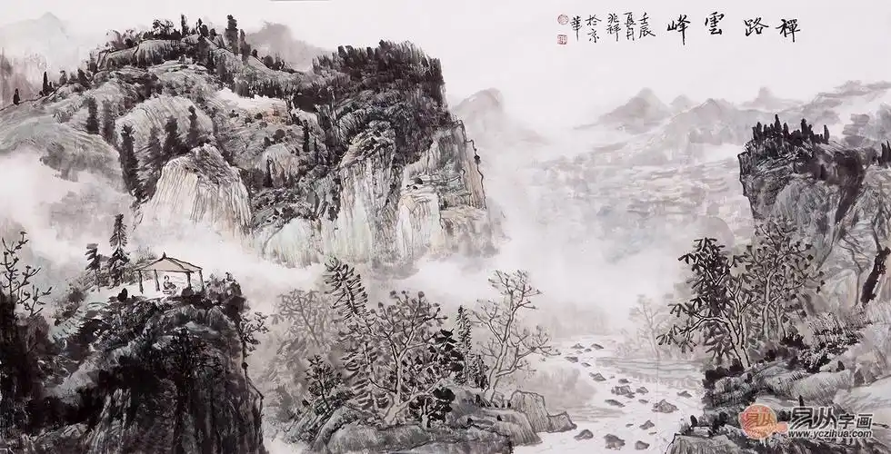 峰峦叠嶂,水墨交融---当代国画家沈兆祥山水画作品欣赏