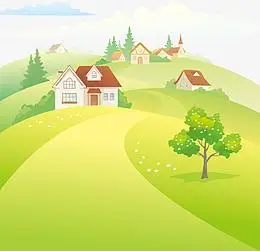 矢量图美丽的乡间小路