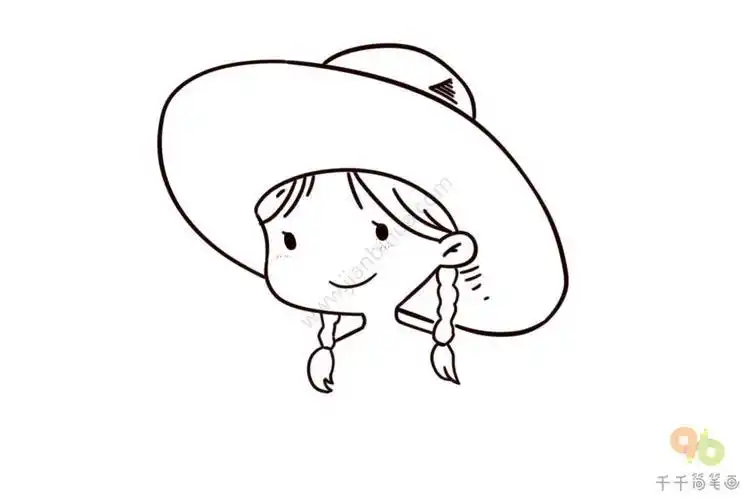 带着鸭舌帽的女孩简笔画