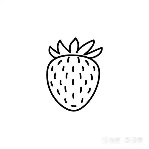 草莓的黑白向量例证.与叶子的新鲜浆果的线图标.素食和素食.