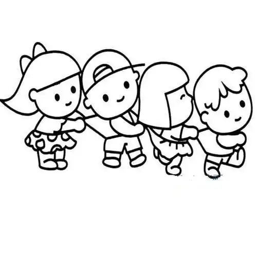 快乐郊游的学生简笔画超简单的手牵手简笔画步骤图简笔画手拉手小人