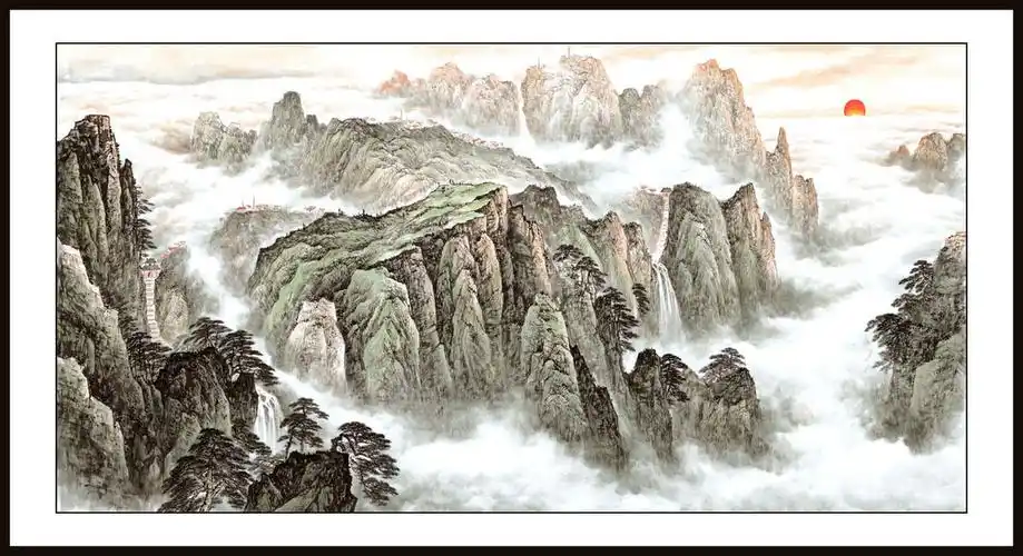 横幅国画写意山水三尺横三尺写意山水国画三尺写意山水横副作品库国画