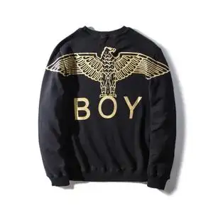 boylondon韩国潮牌卫衣新品秋冬款烫金印花黑色男女同款