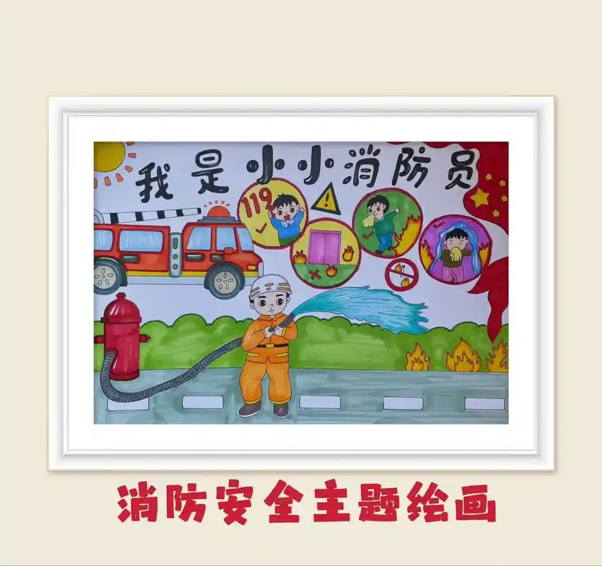 我是小小消防员主题绘画