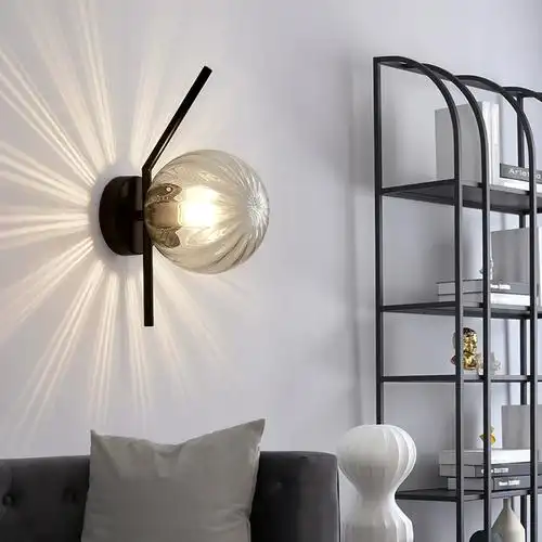 北欧卧室床头灯铁艺简约现代壁灯客厅墙壁装饰灯走廊金色房间灯具