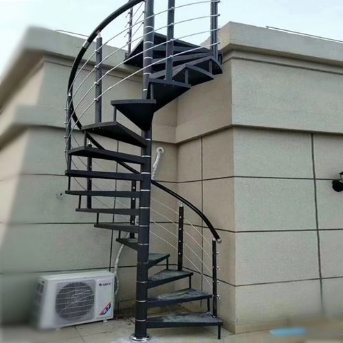 怀柔户外黑色铁艺旋转楼梯扶手设计装修效果图哪家好-凌步楼梯