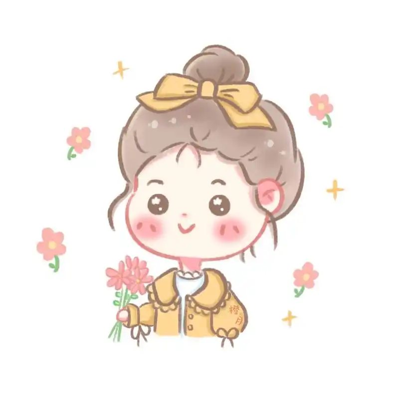100个可爱头像系列4/100 丸子头少女 送你一朵小红花 可可爱爱 q版