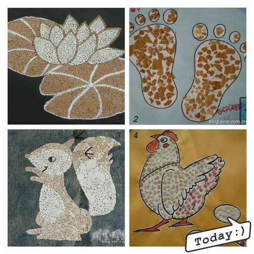 中班《碎鸡蛋皮粘贴画》