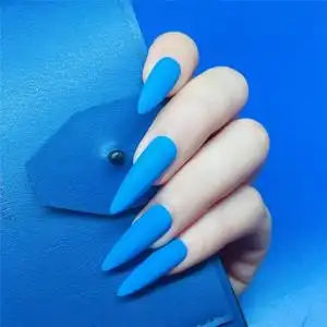 穿戴甲2021新款秋冬欧美长尖磨砂蓝色系显白美甲贴片成品网红款xs