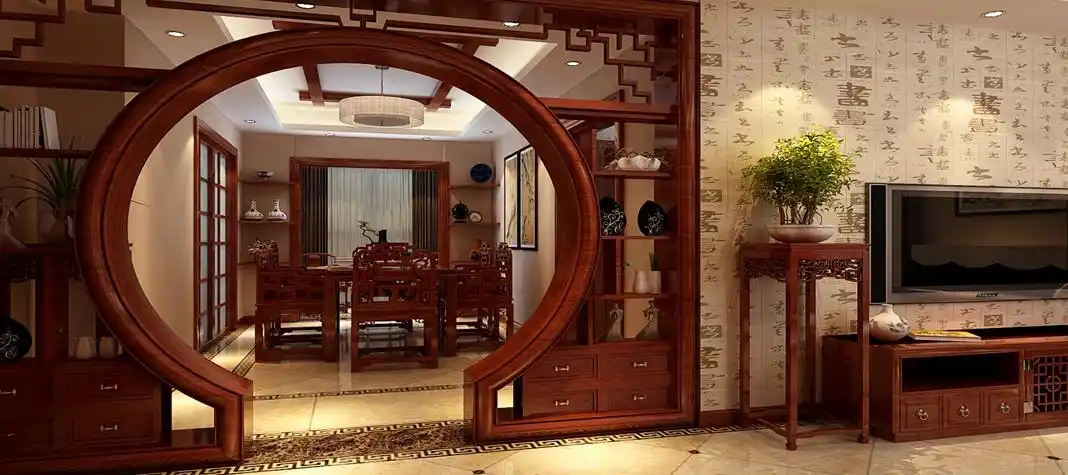 青岛香山美墅中式风格三居室装修效果图_144平米11万装修设计案例