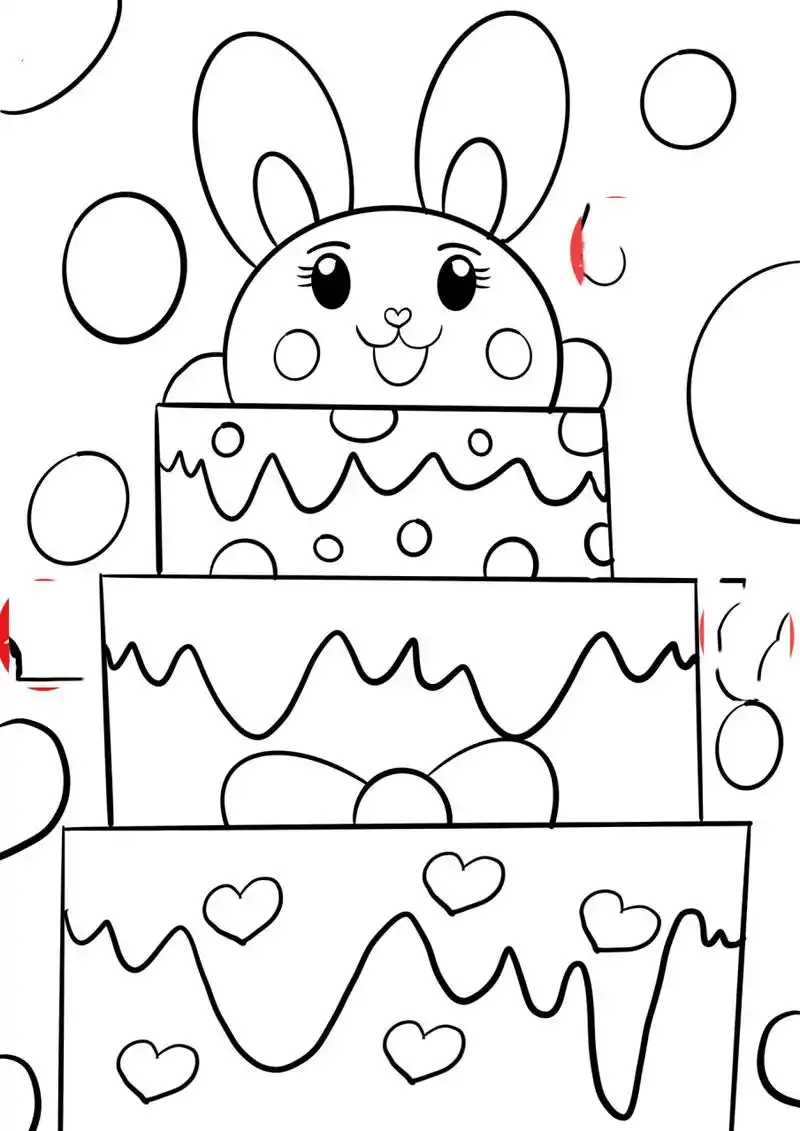 生日蛋糕儿童创意画(附线稿)