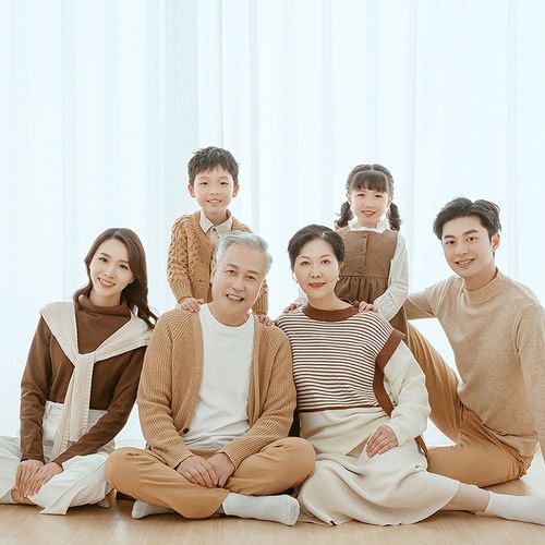 影楼工作室休闲全家福亲子照家庭照摄影样片样版客样照s832