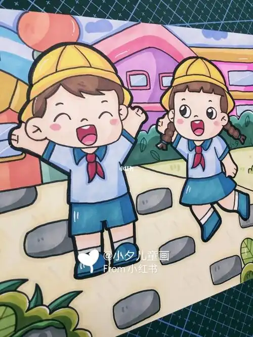 儿童画幼师考编我爱幼儿园主题画