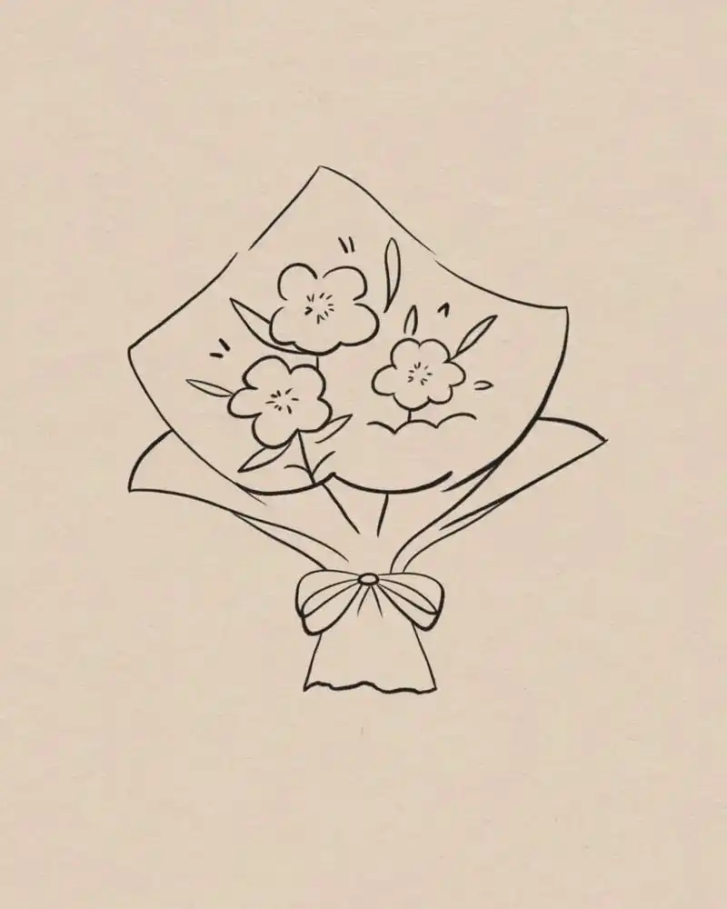 浪漫从一束鲜花开始|简笔画|附过程 简单易上手的花束简笔画 临摹:一