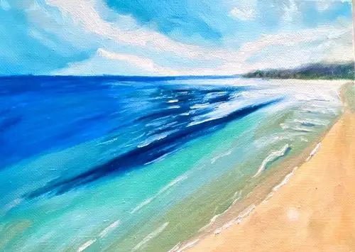 写美篇海岸线       曾经用水粉,水彩画过大海