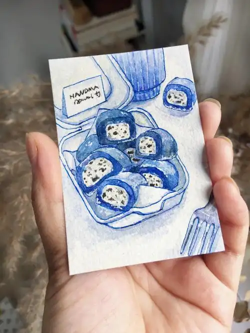 三分钟水彩小画糯糯叽叽海盐奥利奥