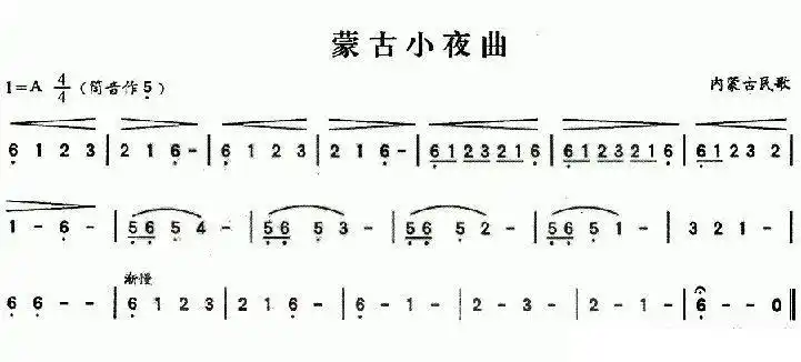 《蒙古小夜曲》葫芦丝谱