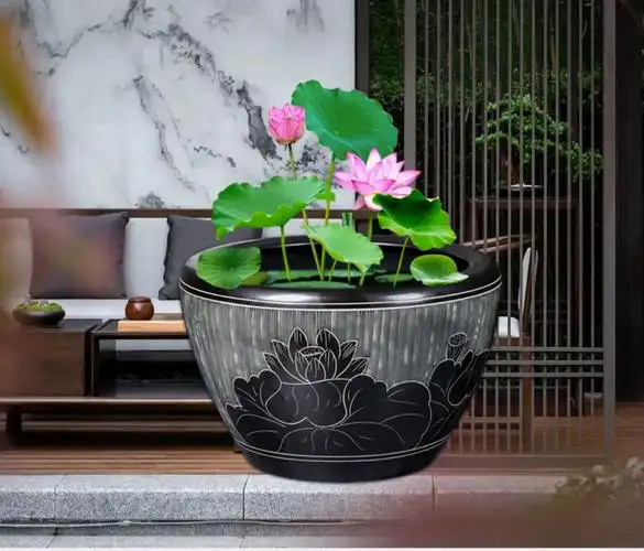 景德镇陶瓷缸金鱼盆睡莲碗莲乌龟阳台风水庭院大缸深缸水缸荷花盆