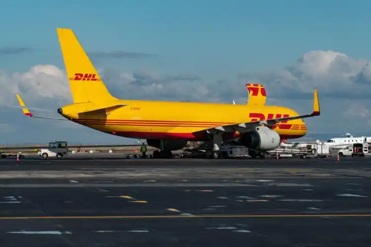 dhl air boeing 757 cargo plane at thessaloniki airport