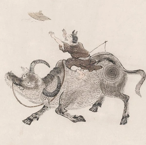 清 牧童水牛图 超高清电子图片装饰喷绘鉴定临摹国画素材